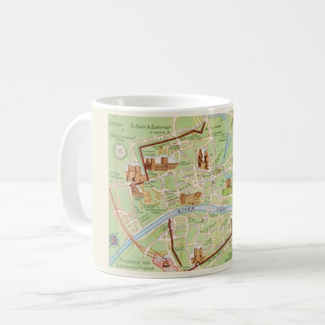 Mug Carte illustrée vintage de York Angleterre (Devant gauche)