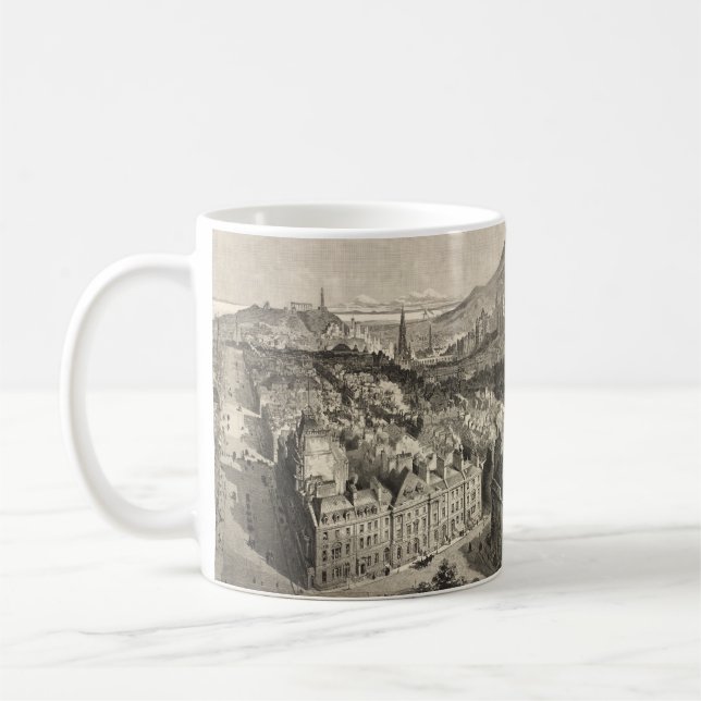 Mug Carte imagée vintage d'Edimbourg Ecosse (1886) (Gauche)