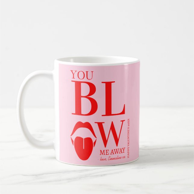 Mug Carte Jour des Valentines Rouge Rose (Gauche)