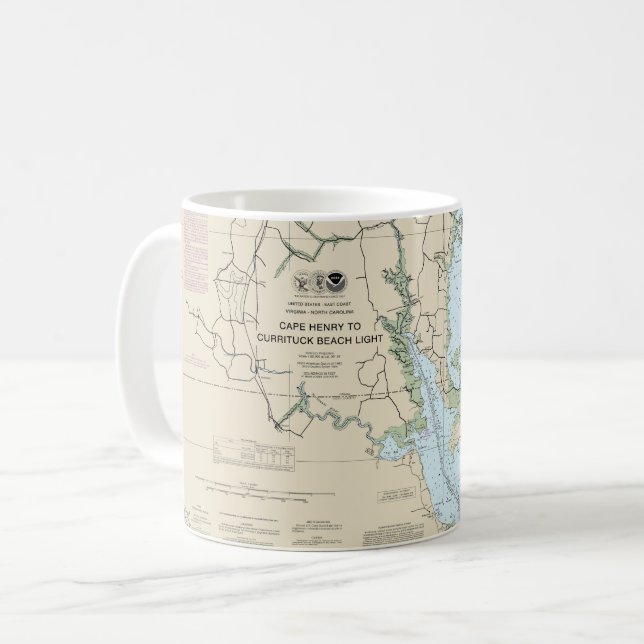 Mug Carte marine légère Cape Henry à Currituck Beach (Devant gauche)
