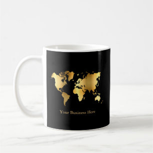 Mug Carte Mondiale Gold/Noir