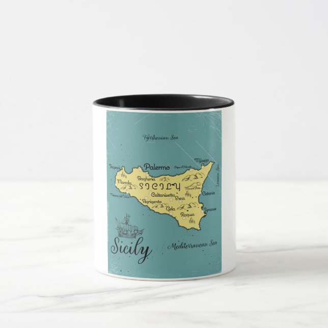 Mug Carte nautique vintage de Sicile (Centre)