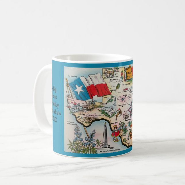 Mug Carte Personnalisée du Texas (Devant gauche)