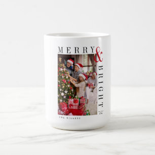 Mug Carte Photo de Noël de famille Script moderne