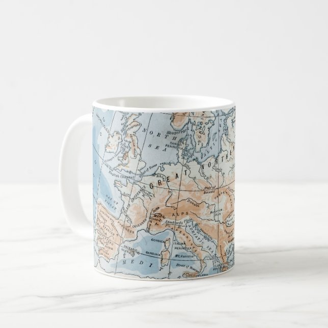Mug Carte physique de l'Europe (1916) (Devant gauche)