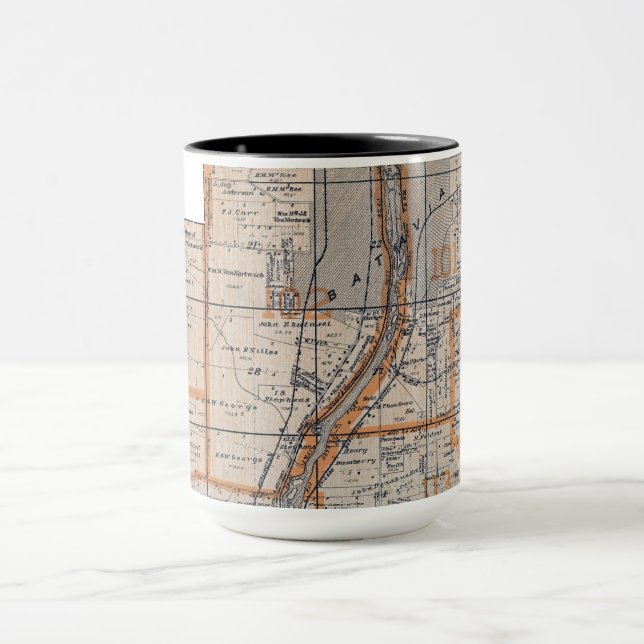 Mug Carte Plat Batavia Illinois 1870 Fox River Valley (Centre)