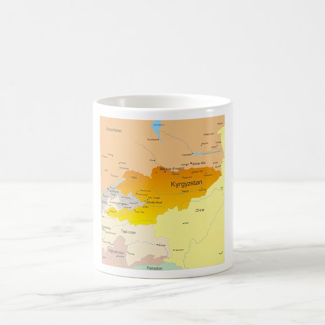 Mug Carte politique du Kirghizistan et d'Asie centrale (Créateur téléchargé)