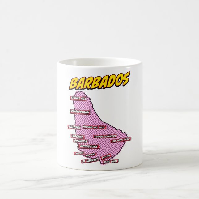 Mug Carte Pop Art Illustrated Barbados (Centre)