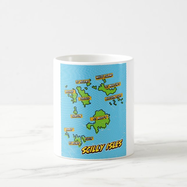 Mug Carte Pop Art Illustrated Scilly Isles (Centre)