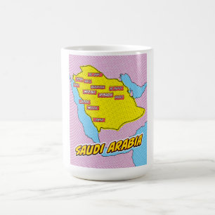 Mug Carte Pop Art illustrée Arabie Saoudite