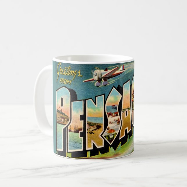 Mug Carte Postale Ancienne Pensacola Floride (Devant gauche)