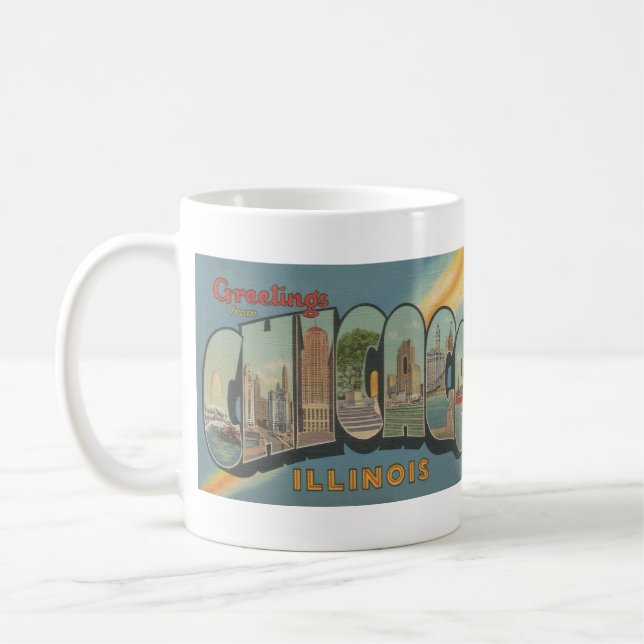 Mug Carte postale Chicago Big Letter 1944 (Gauche)