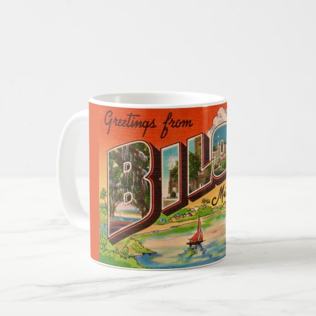 Mug Carte postale de salutations de Biloxi Mississippi (Devant gauche)