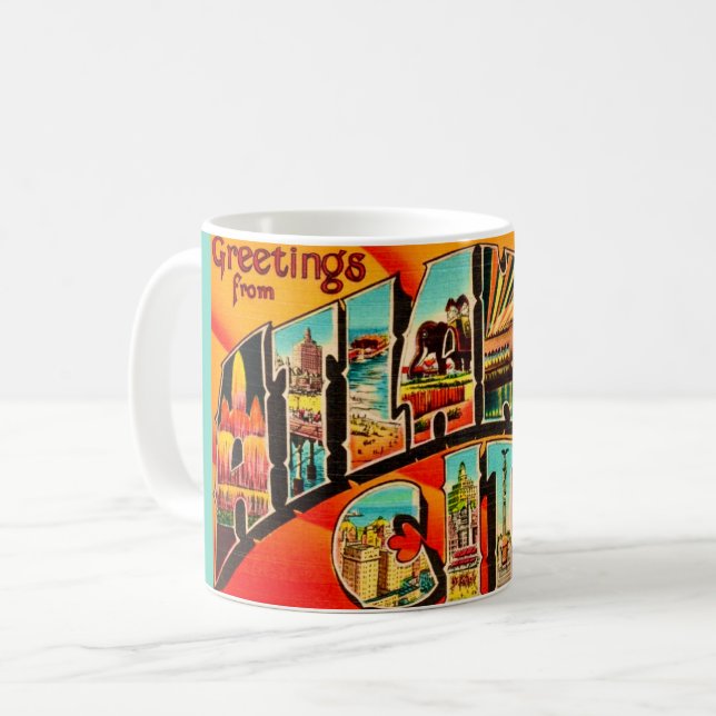 Mug Carte postale de salutations rétro Atlantic City N (Devant gauche)