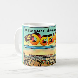 Mug carte postale de salutations Retro Ocean City 