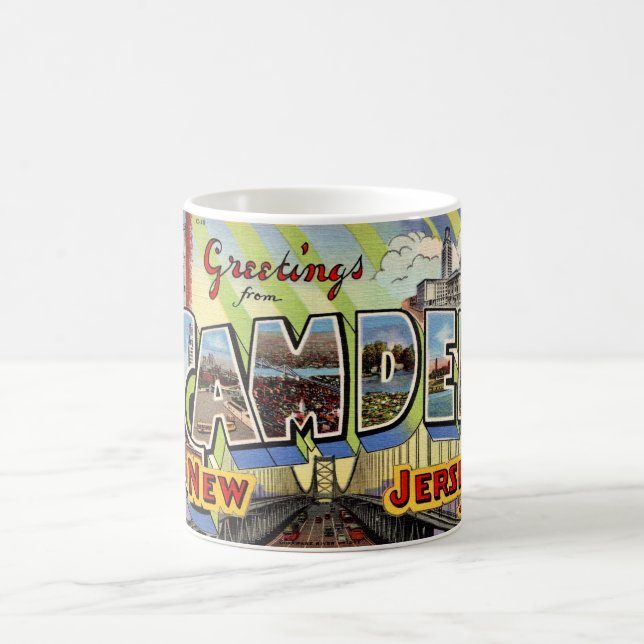 Mug Carte postale de voeux Retro Camden NJ (Centre)