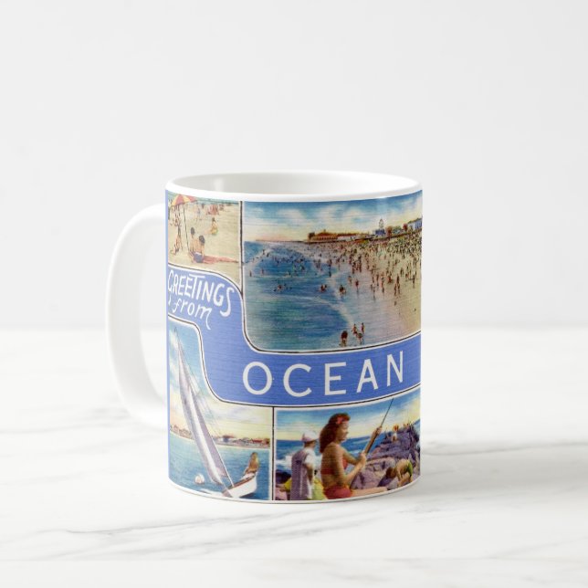 Mug Carte postale d'Ocean City NJ (Devant gauche)