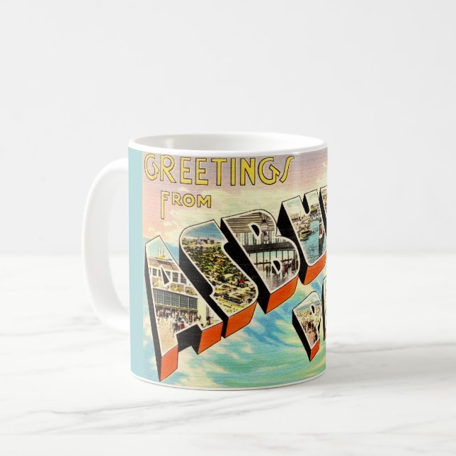 Mug Carte postale rétro Asbury Park NJ (Devant gauche)