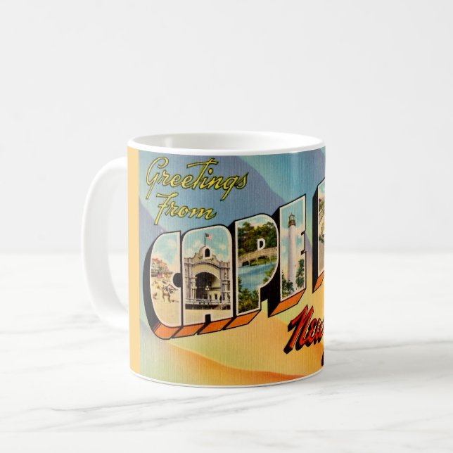 Mug Carte postale rétro de Cape May NJ (Devant gauche)