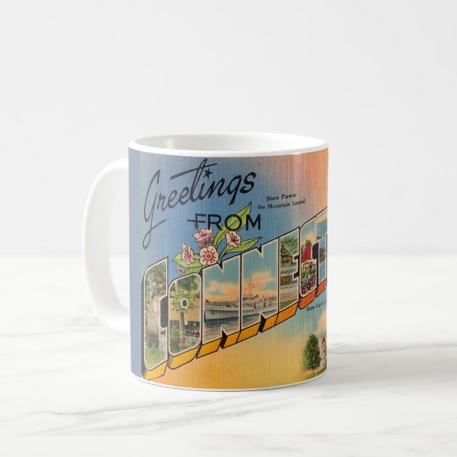 Mug Carte Postale Rétro du Connecticut (Devant gauche)