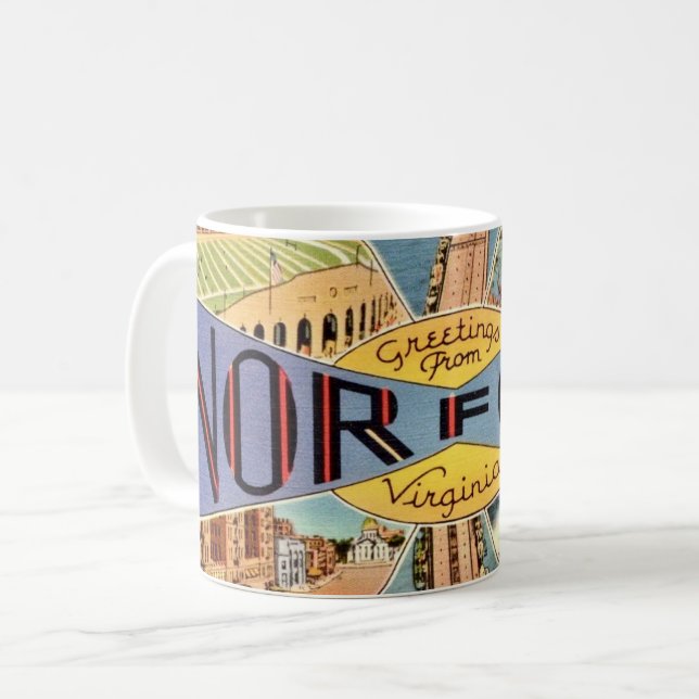 Mug carte postale rétro Norfolk VA (Devant gauche)