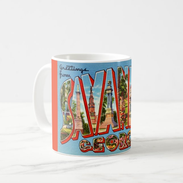 Mug Carte postale Retro Savannah Georgia (Devant gauche)