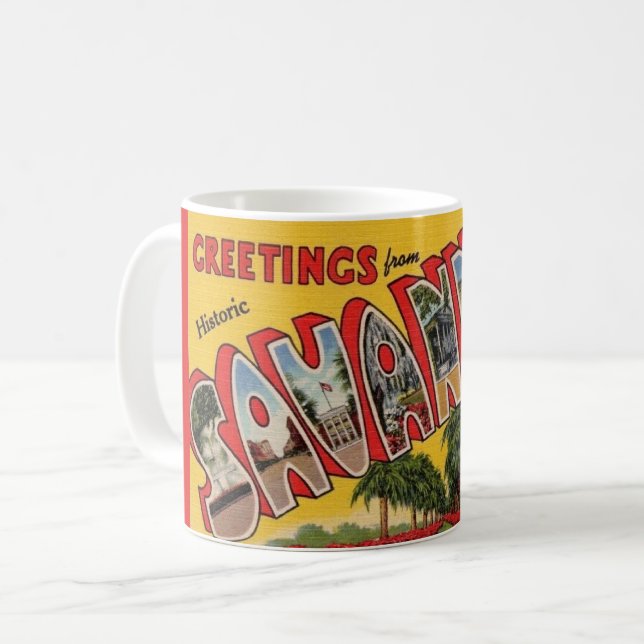 Mug Carte Postale Rétro Savannah Géorgie (Devant gauche)