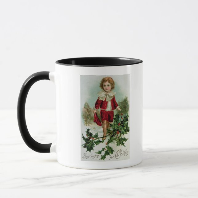 Mug Carte postale victorienne de Noël dépeignant un (Gauche)