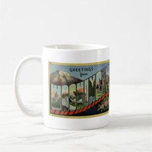 Mug Carte postale vintage Big Letter WASHINGTON