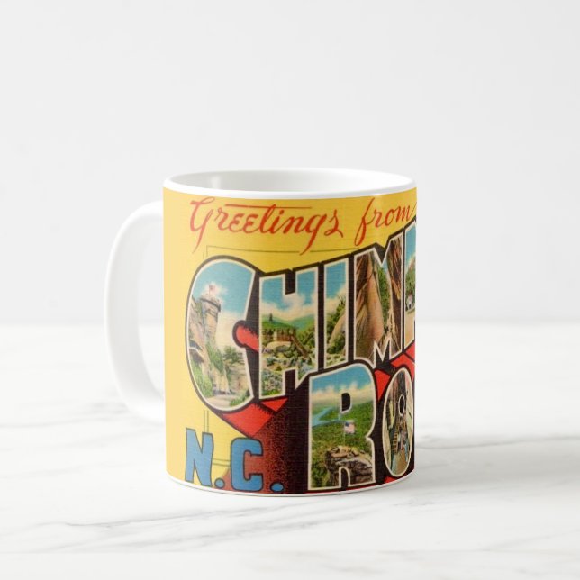 Mug Carte postale vintage Chimney Rock NC (Devant gauche)