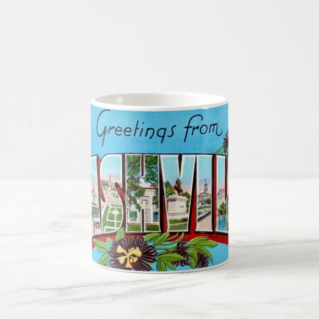 Mug Carte Postale Vintage de Nashville (Centre)