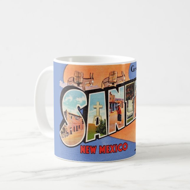 Mug Carte postale vintage de Santa Fe (Devant gauche)