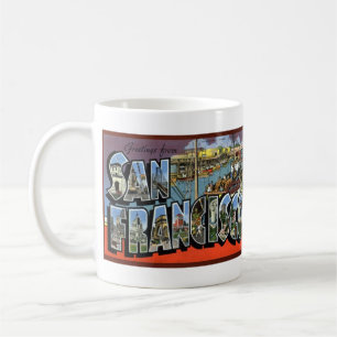 Mug Carte postale vintage GRANDE LETTRE San Francisco,