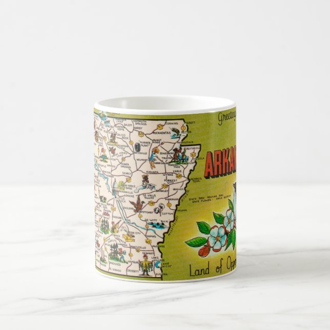 Mug Carte Rétro de l'Arkansas (Centre)
