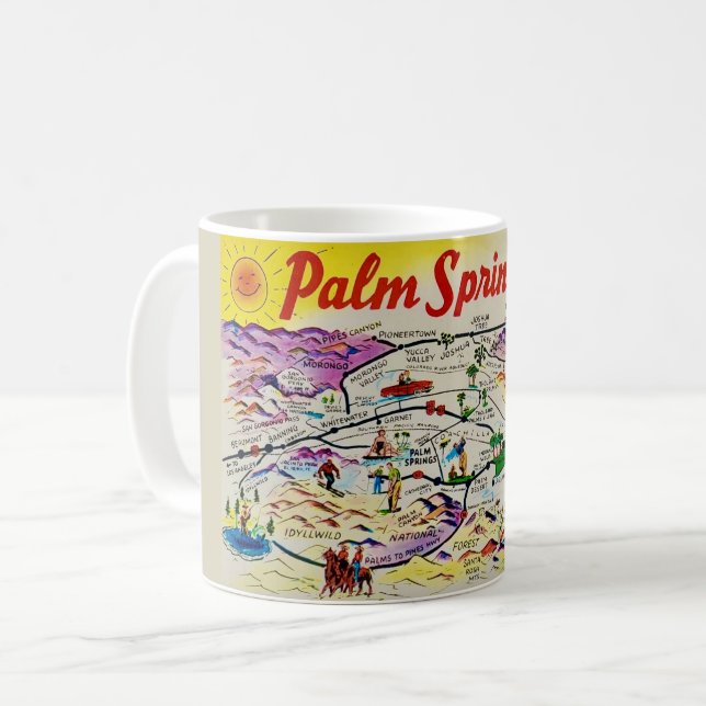 Mug Carte Rétro Palm Springs (Devant gauche)