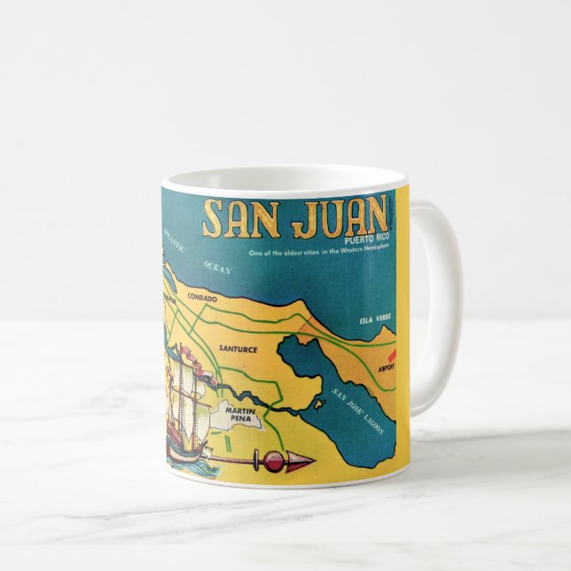 Mug Carte Rétro San Juan (Devant droit)