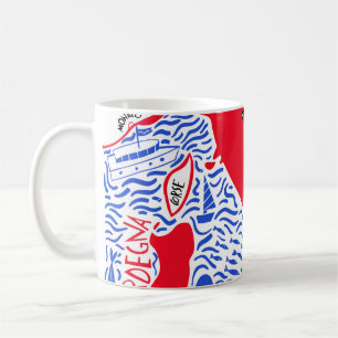 Mug carte stylisée de l'Italie dessinée à la main.