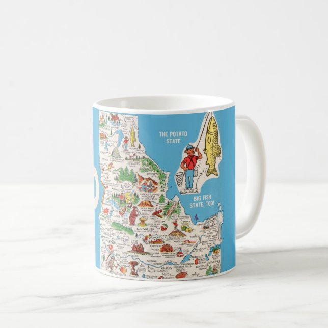 Mug Carte Vintage Colorée de l'Idaho (Devant droit)