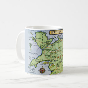 Mug Carte Vintage Colorée du Nord du Pays de Galle