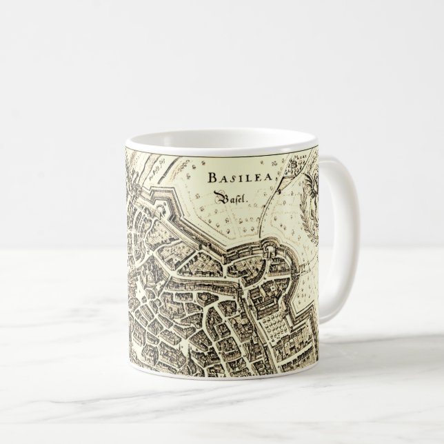Mug Carte vintage de Bâle (1642) (Devant droit)