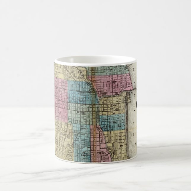 Mug Carte vintage de Chicago (1869) (Centre)