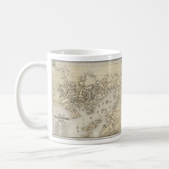 Mug Carte vintage de Gloucester le Massachusetts (Gauche)