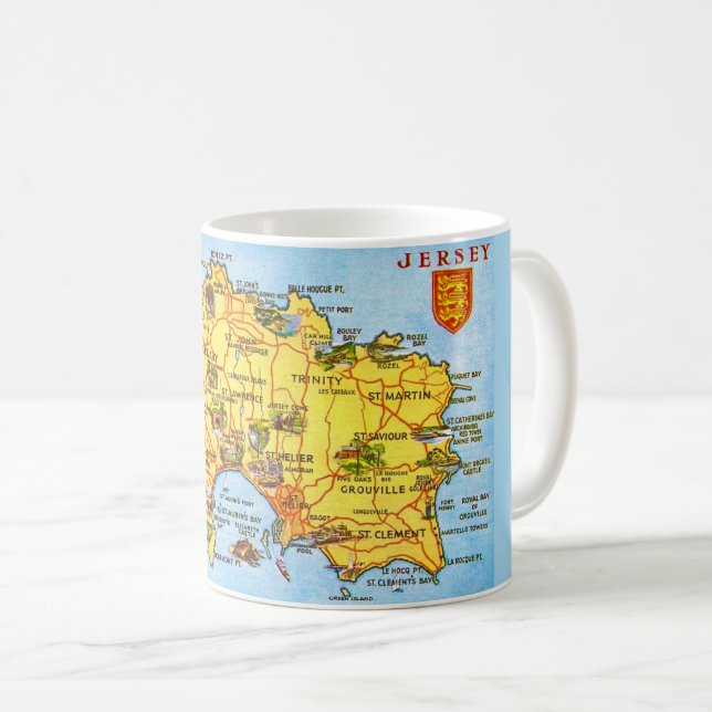Mug Carte vintage de Jersey (Devant droit)