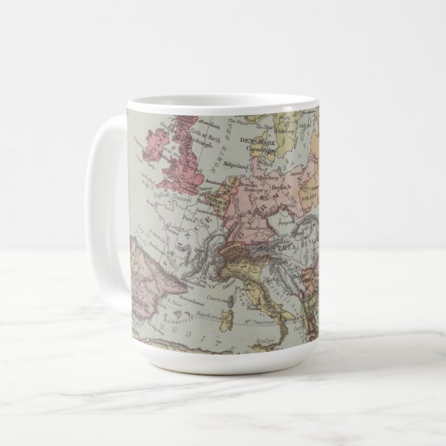 Mug Carte vintage de l'Europe (Devant gauche)