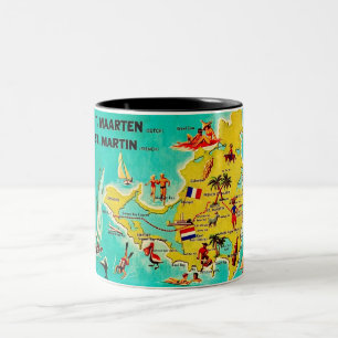 Mug Carte Vintage de l'Île de Saint-Martin
