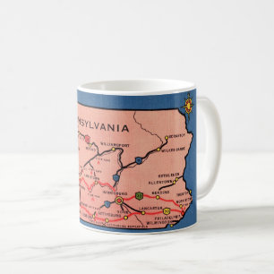 Mug Carte Vintage de Pennsylvanie