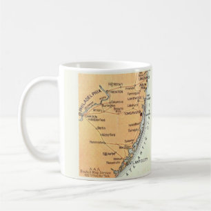 Mug Carte vintage de Philadelphie à l'océan Atlantique