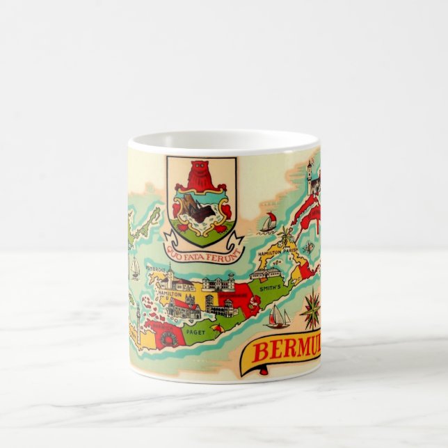 Mug Carte Vintage des Bermudes (Centre)