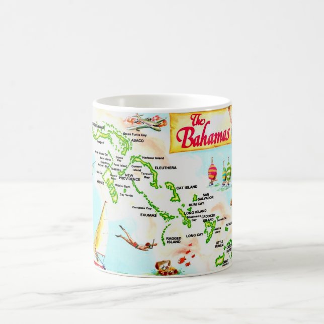 Mug Carte Vintage des Îles Bahamas (Centre)
