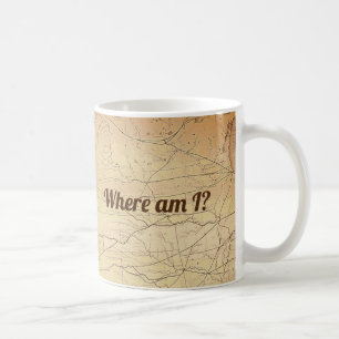 Mug Carte vintage des lignes ferroviaires avec du text